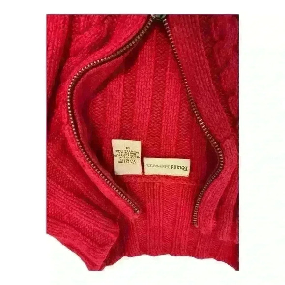 Ruff Hewn Women's XL Red Cable Knit Quarter-Zip Pullover Sweater - Picture 3 of 3